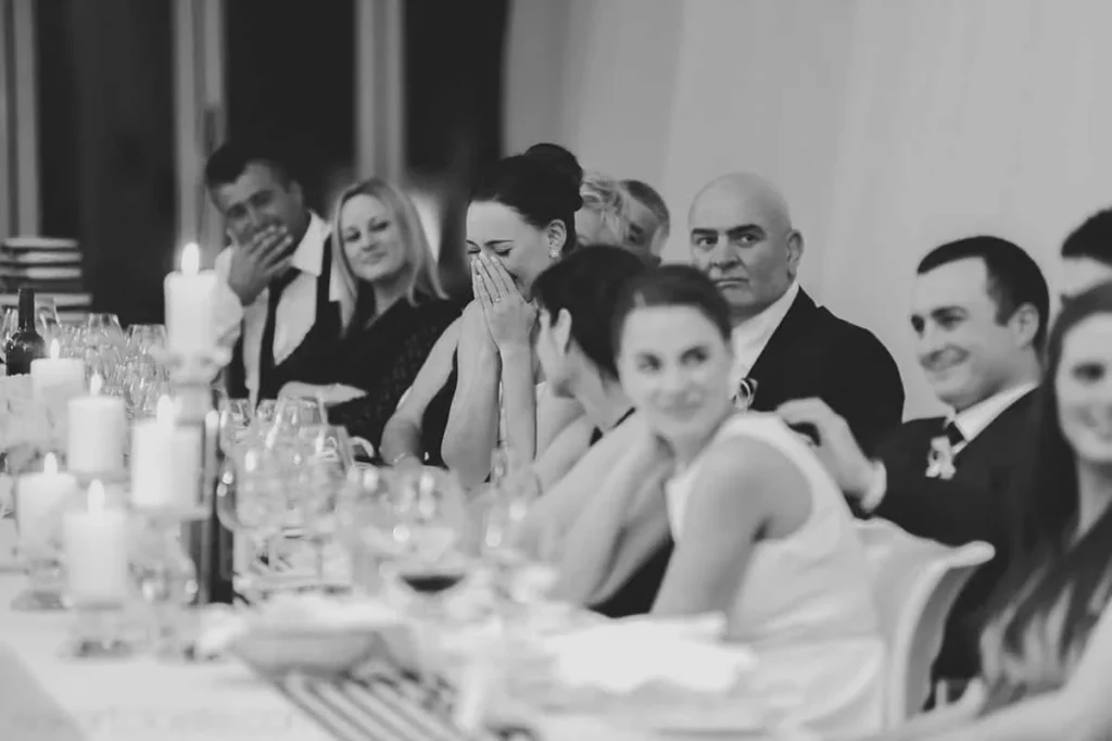 guests emotional reaction wedding reception speech