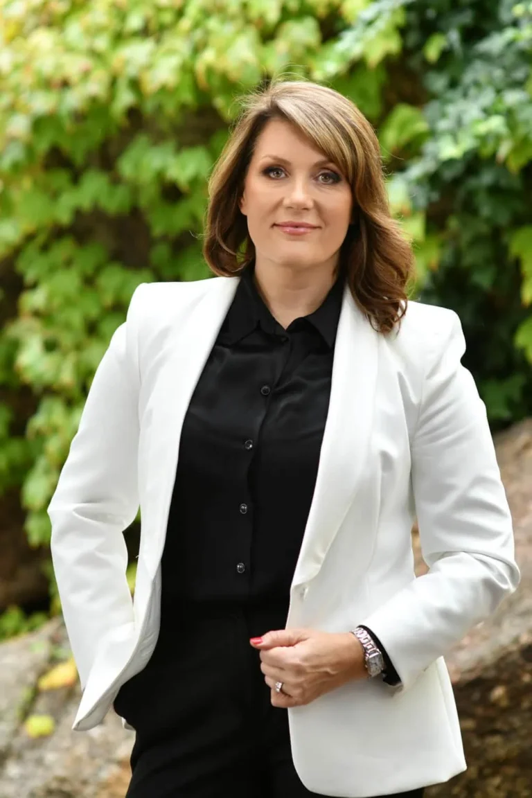 Woman, professional and confident, outdoor portrait