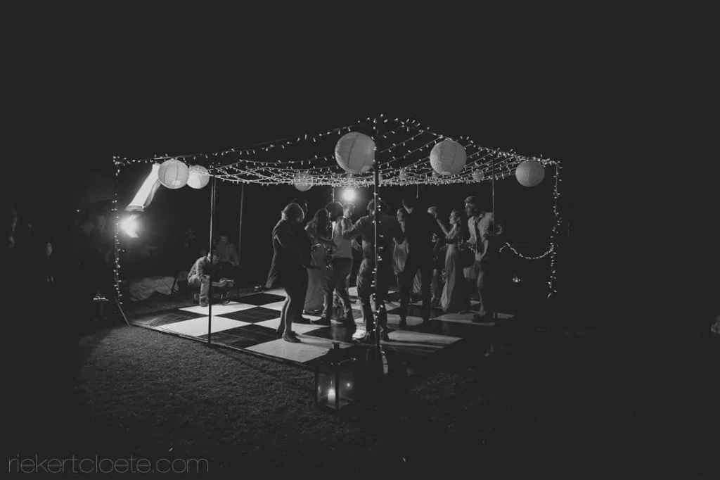 outdoor night dancing lanterns checkered floor