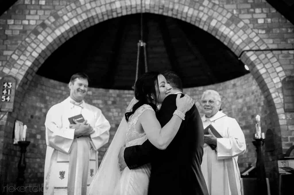 solms delta wedding first embrace brick arch church