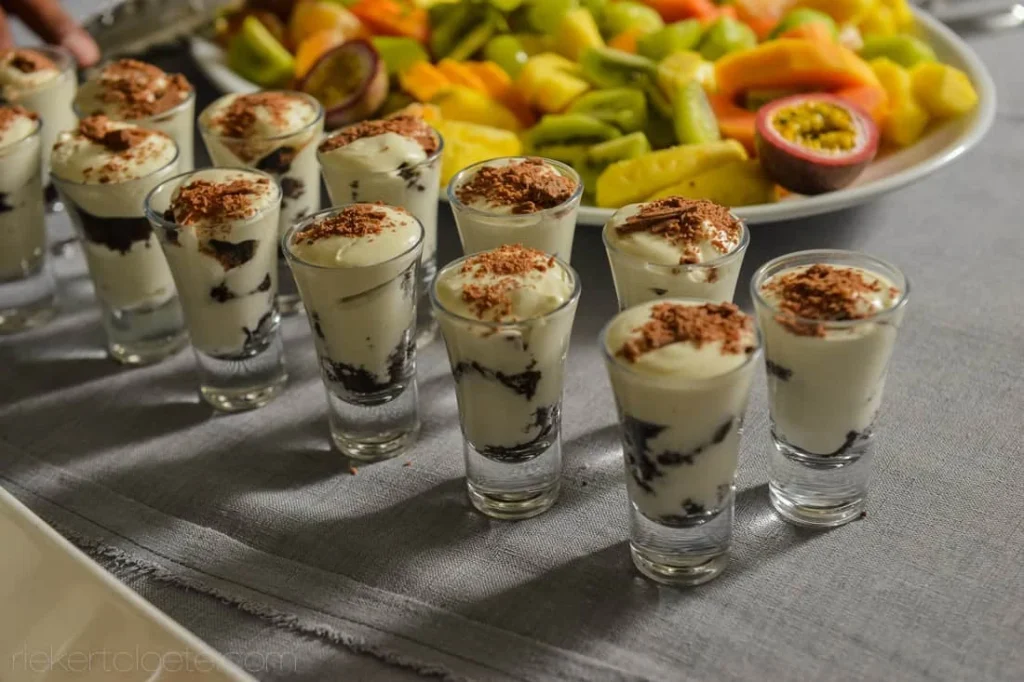 tiramisu shots dessert table fruit wedding