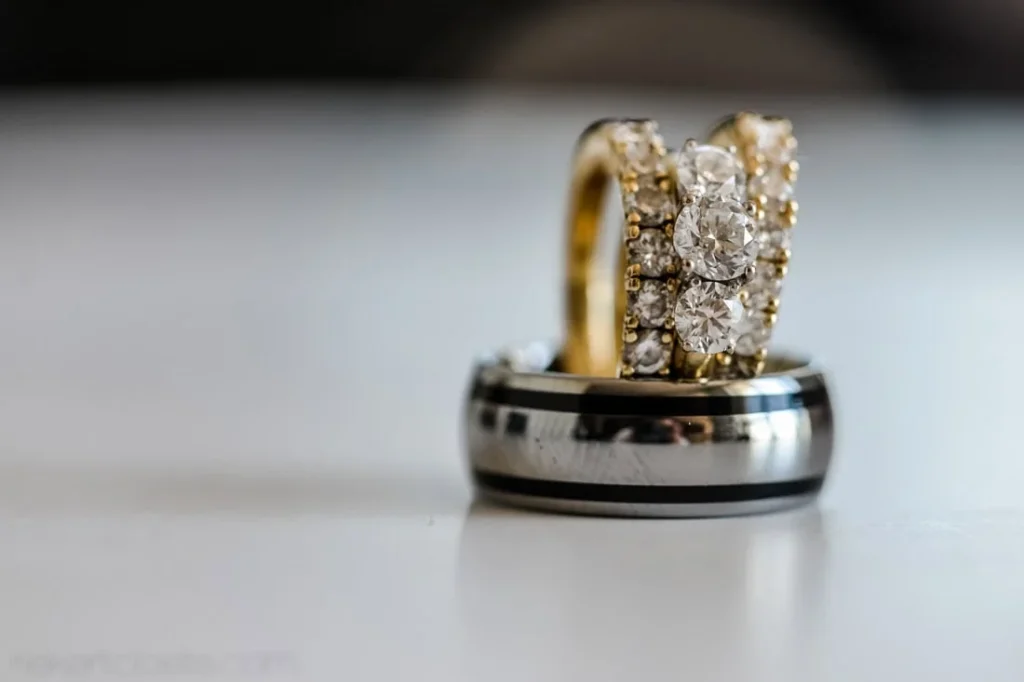 val de vie gold wedding rings diamond stripe band