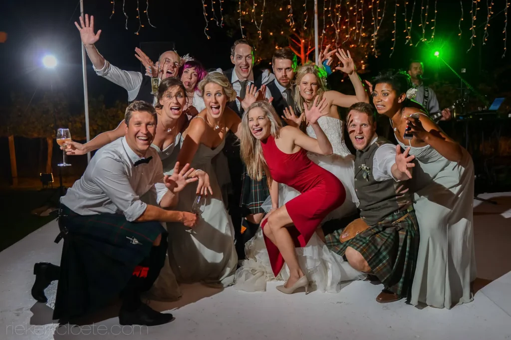 wedding party dance floor reception night group