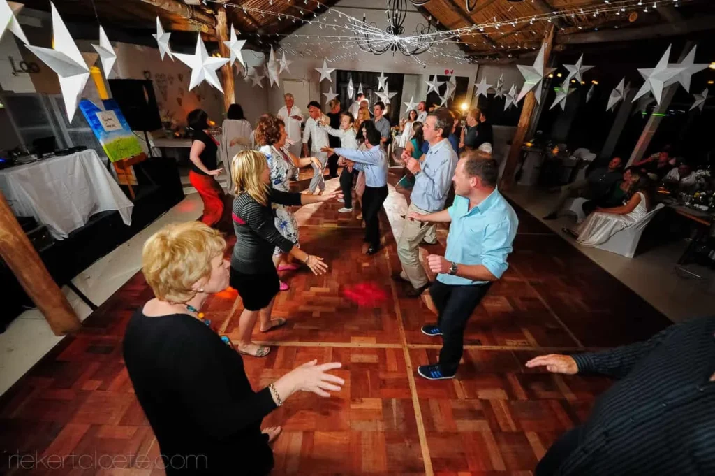 wedding reception dancing star decorations rustic venue