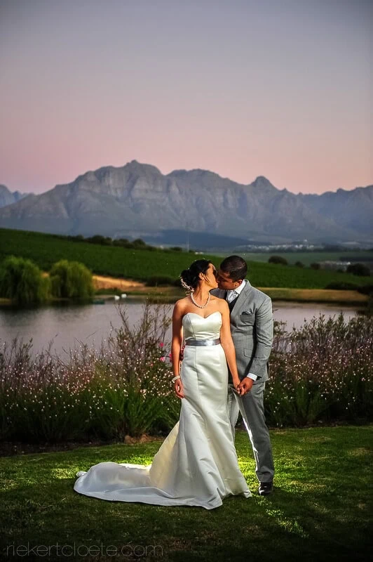 Couple wine estate dusk paarl mountains dam – Asara Wine Estate & Hotel, Stellenbosch