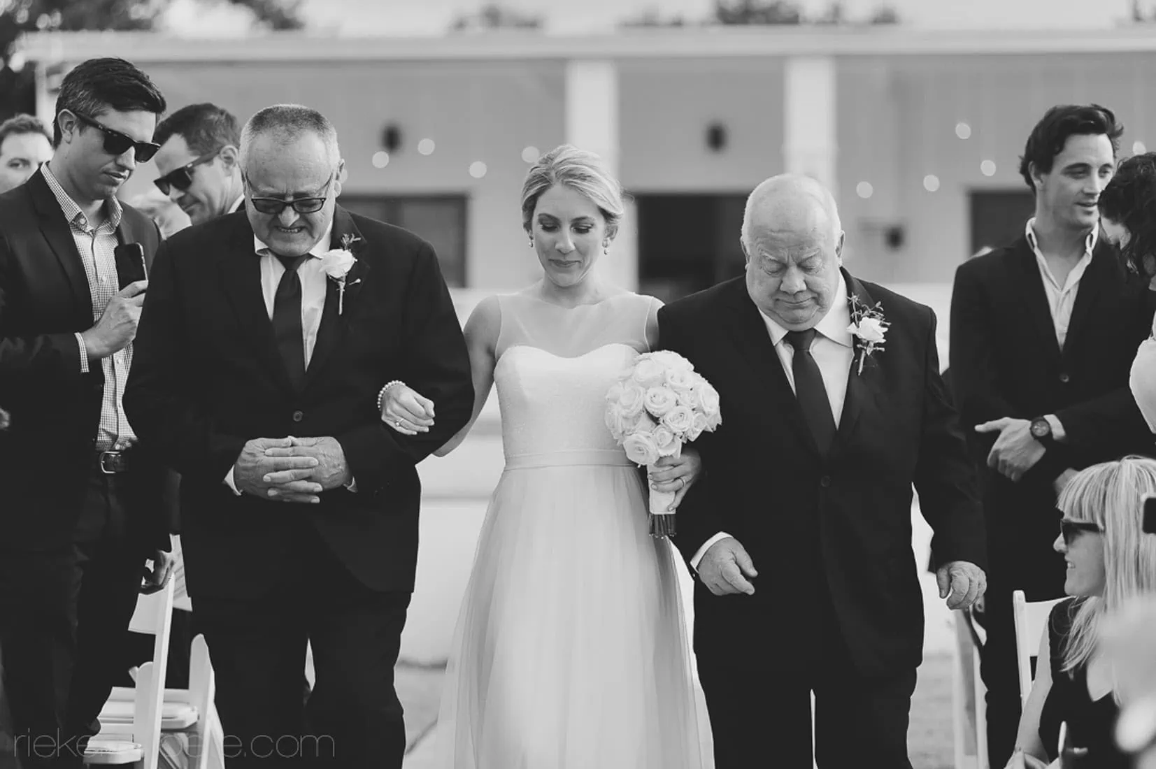 Bride escorted down aisle two fathers outdoor – Kleinevalleij, Wellington