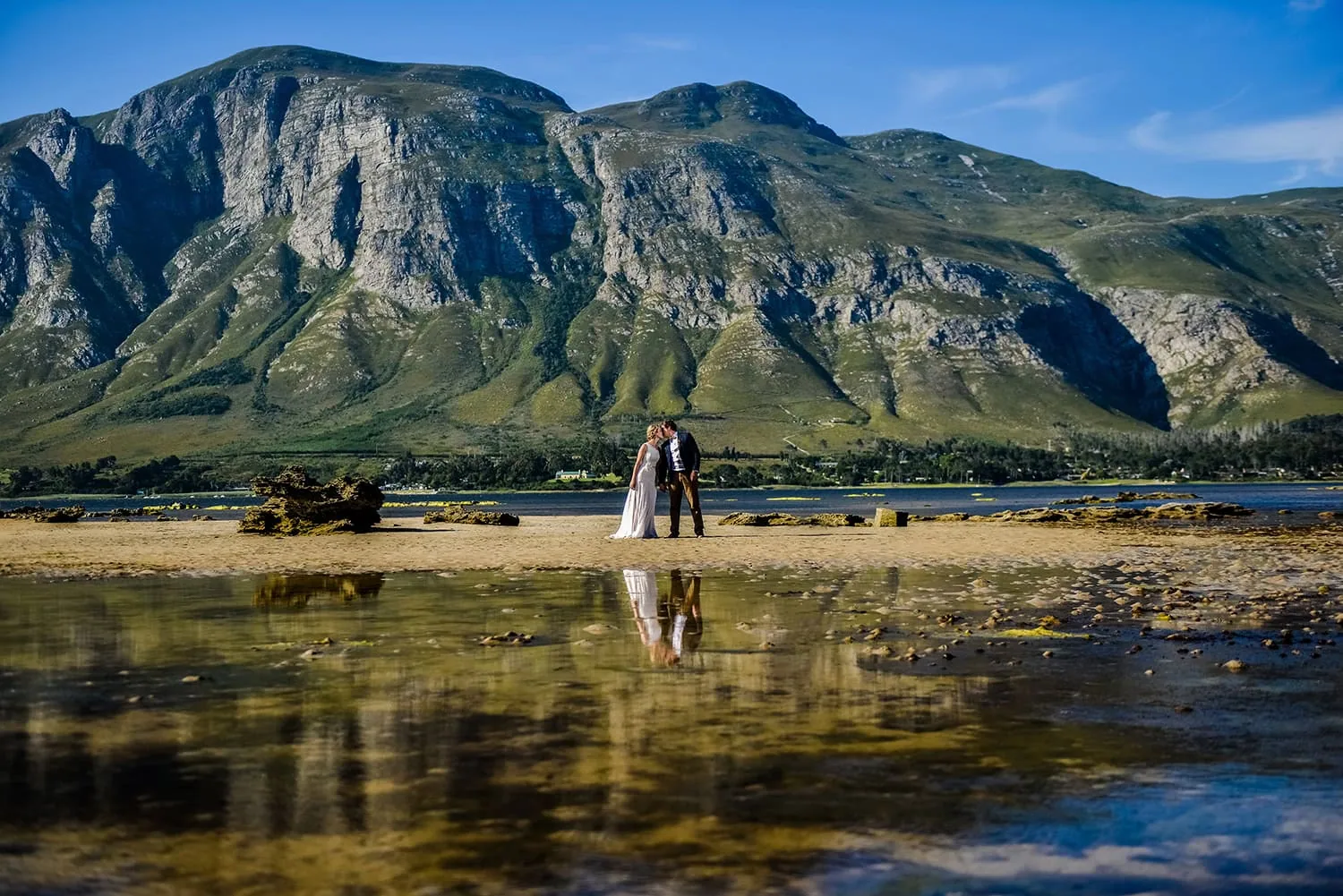 Couple lagoon mountain reflection western cape – Mosaic Lagoon Café, Hermanus
