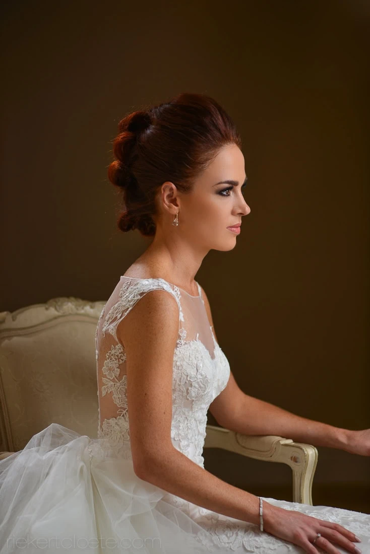 Bride auburn updo illusion lace gown vrede en lust – Vrede en Lust Wine Estate, Franschhoek