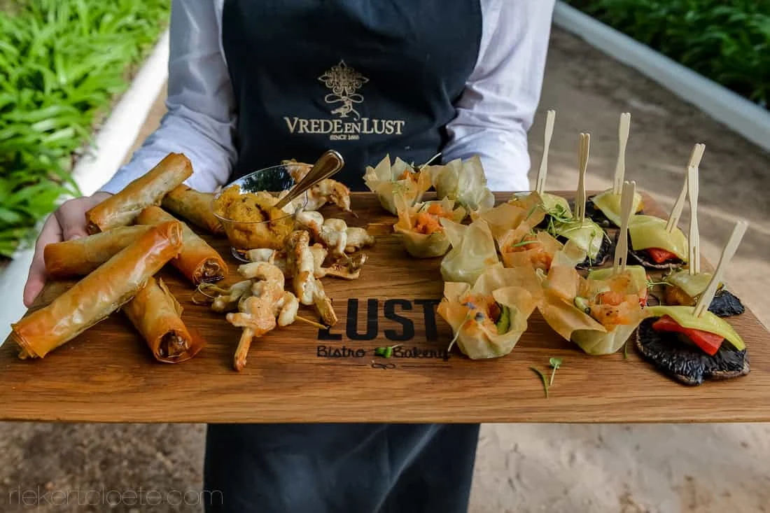 Vrede en lust canape board spring rolls – Vrede en Lust Wine Estate, Franschhoek
